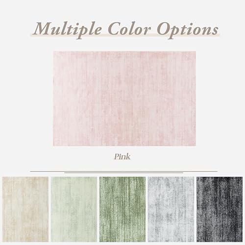Pink 5x7 Nursery Rug - Abstract Washable Area Rug for Modern Home