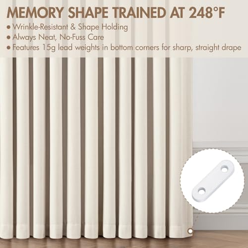 Blackout Curtains 40x96 Inch Set of 4 - Double-Layer Thermal Window Drapes with Pinch Pleat, Birch Variation