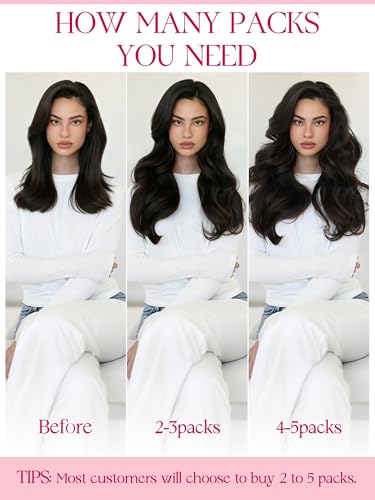 Mini Tape-In Hair Extensions 16 Inch Natural Black 10 Pcs - Variation #1B