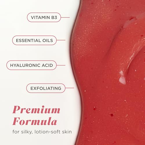 Caress Tahitian Pomegranate & Coconut Milk Exfoliating Body Wash 20oz - Long-Lasting Fragrance & Hydration - 4 Pack