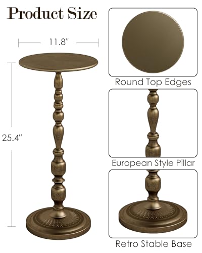 25-Inch Art Deco Bronze Side Table - Vintage Metal Accent End Table