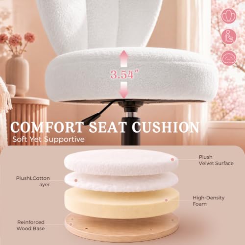 TV-Cloud Petal Vanity Chair with Wheels - Tall Office Chair for Girls Women, Ergonomic Flower-Shaped Backrest