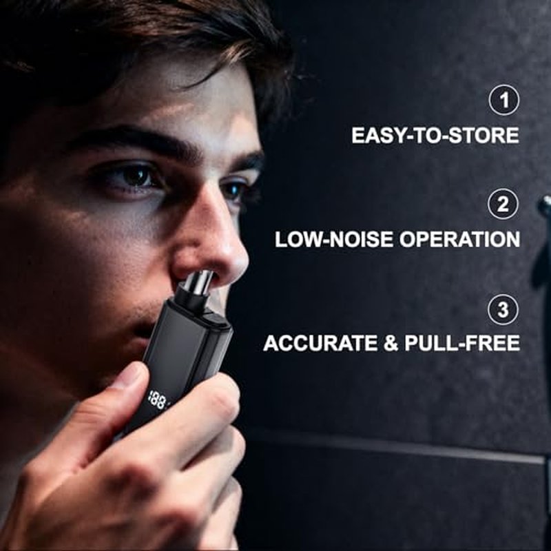 2026 Professional Ear and Nose Hair Trimmer, IPX7 Waterproof USB Rechargeable for Men & Women - Painless Quiet Electric Trimmer, Travel-Friendly, Easy to Clean Dual Edge Blades (Black)
