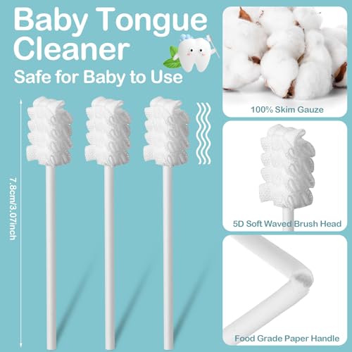 Baby Oral Tongue Cleaner with Finger Toothbrush Set - Blue, 200 pcs