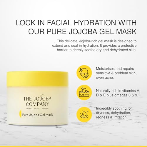 Jojoba Pure Gel Mask with JD Lusteris¢â ? Hydrating Overnight Face Mask for Dry & Sensitive Skin ? Soothing Gel with Vitamins A, D & E ? Lightweight Leave-On, 8-Hour Moisture Barrier, 3.4 oz
