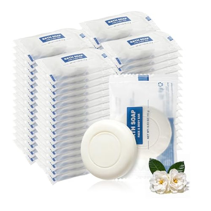 200 Pack Mini Travel Size Bar Soap Bulk,0.53 oz/15 grams Individually Wrapped Round Small Disposable Hotel Soap Bars Toiletries for Church,Homeless Gifts,Bathroom,Guest