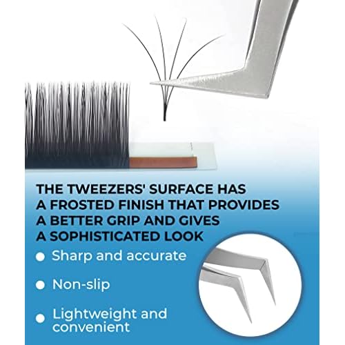 Stacy Lash STL-13 Curved Eyelash Extension Tweezers/Precision Tool for False Lashes Application/Supplies for Classic Extensions & Premade Fans/Tool Applicator for Volume Eyelashes/Beauty Accessories