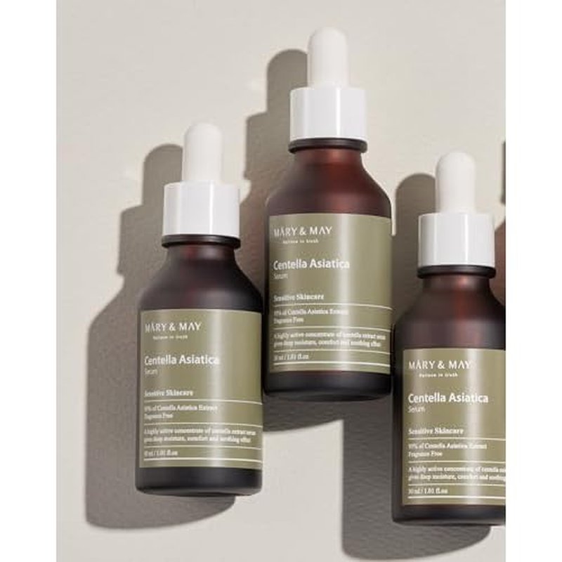Mary&May Centella Asiatica Serum - 95% of Cica Extracxt for Instant Skin Soothing, Regeneration, and Elasticity Improvement - Korean Face Serum, Fragrance-Free, 1.01 fl.oz.