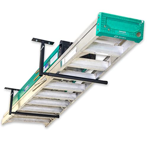 StoreYourBoard Adjustable Overhead Ladder Rack - Garage Ceiling Storage, Single