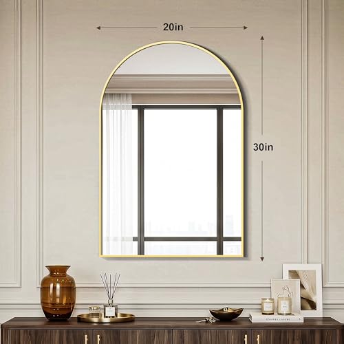 AMOISE Gold Arched Wall Mirror 30x20 Inches, Pack of 2 - Elegant Bathroom Vanity Decor