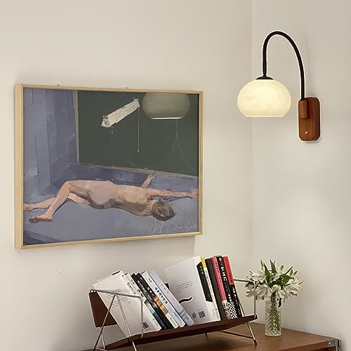 CADPCAG Modern Wall Sconce Mid Century with White Milk Glass & Plug Switch