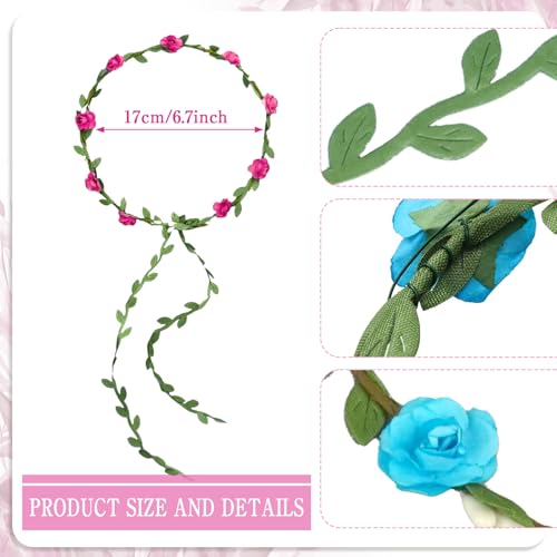 Assorted Flower Crown Headbands for Women & Girls - Bohemian Floral Headpiece Set of 112