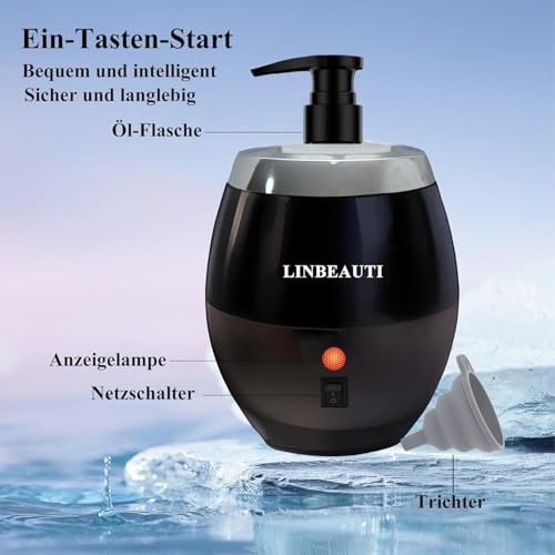 Warmer Oil Massage Lotion Warmer Kit for Professional Massage Therapy With Essential Oil Heater Bottle Dispenser Pump Funnel,15 Minutes Rapid Heating Machine- Ideal for Salon and Spa Use (Black)
