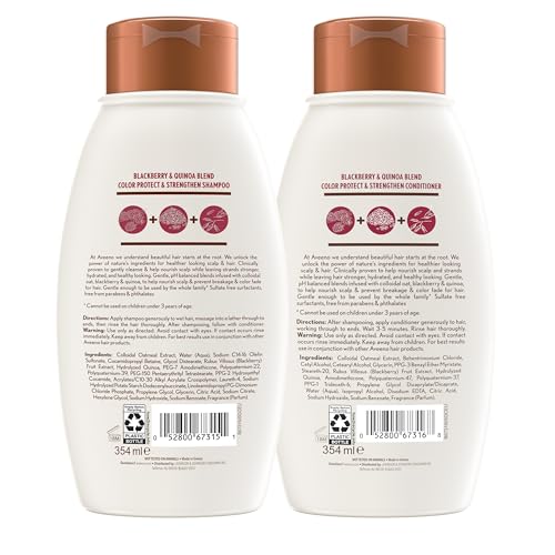 Aveeno Color Protect & Strengthen Shampoo & Conditioner Set - Blackberry & Quinoa, 12 Fl Oz Each