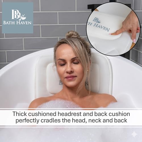 Bath Haven Classic Body Pillow for Tub with 3D Mesh Support & Secure Suction