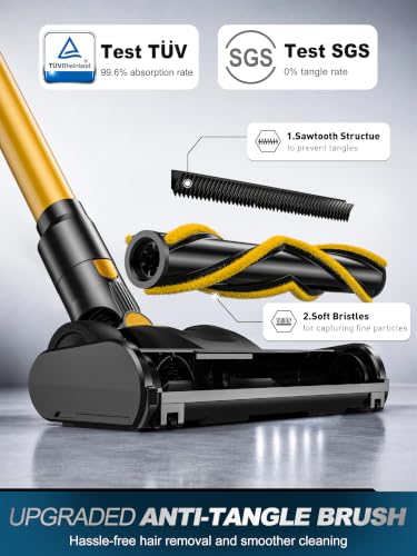 Cordless Vacuum Cleaner 600W 58KPa Self-Standing Stick Vacuum - Gold