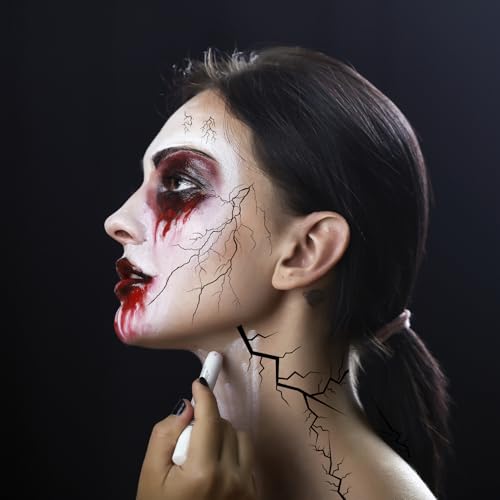 Halloween Face Scars Tattoos Stitch Makeup Temporary Tattoos Stickers for Adult Kids Girls Costume Cosplay Accessories Party Decor-18Sheets