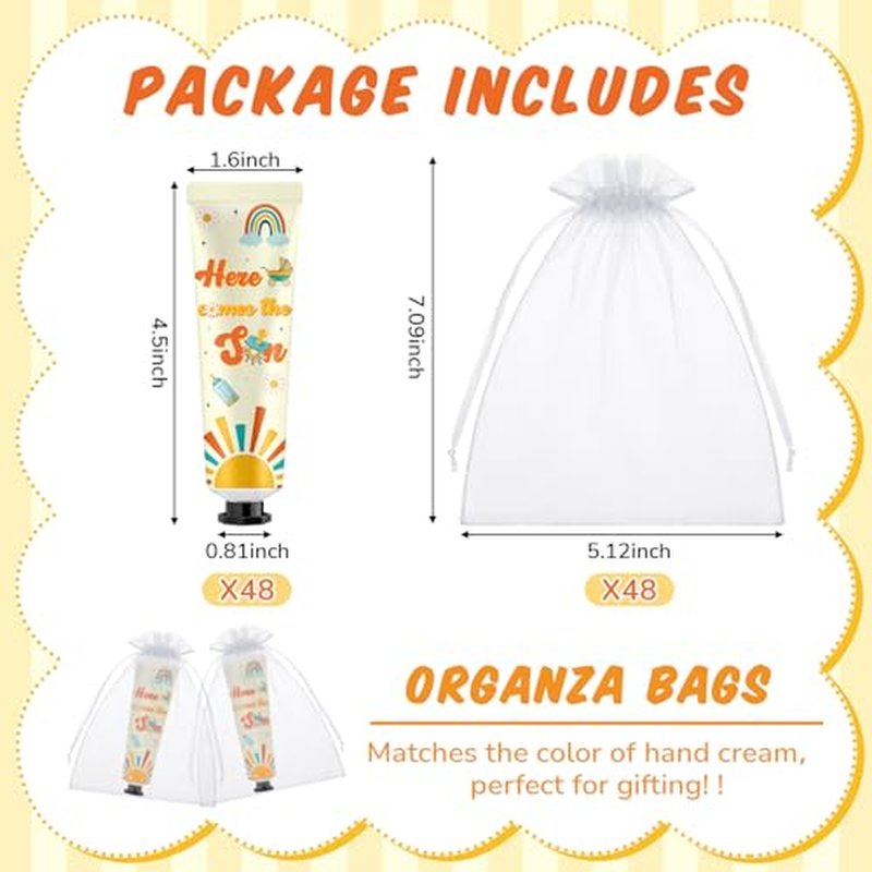 48 Sets Here Comes The Son Hand Cream Gifts Bulk Baby Shower Hand Cream Travel Size Lotion Bulk Son Party Supplies Favors Birthday for Guest