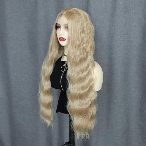 Blonde Long Wavy Synthetic Lace Front Wig with Middle Part - Golden Variation