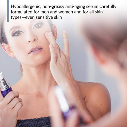 Anti-Aging Face Serum with Vitamin C & Hyaluronic Acid - Brightening Moisturizer, Plant-Based, 1 fl oz