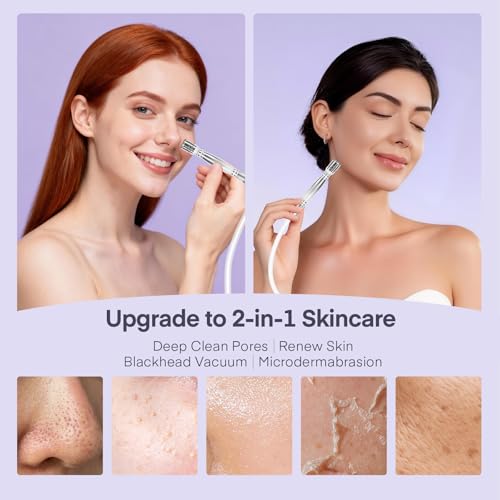 Diamond Micro-dermabrasion Machine, 2 in 1 Dermabrasion Facial Machine for Exfoliation & Blackhead Removal, Home Use Facial Skin Care Device