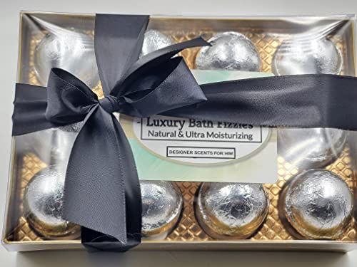Men's Organic Bath Bomb Set - 12 Designer Fragrances for Relaxing Spa Experience