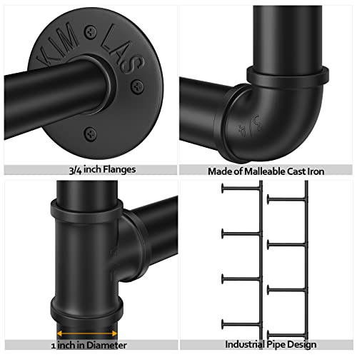 Industrial Pipe Shelf Wall Mount 4-Tier Open Bookshelf 2-Pack