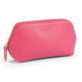 Pink Leather Makeup Bag - Travel Cosmetic Pouch & Clutch