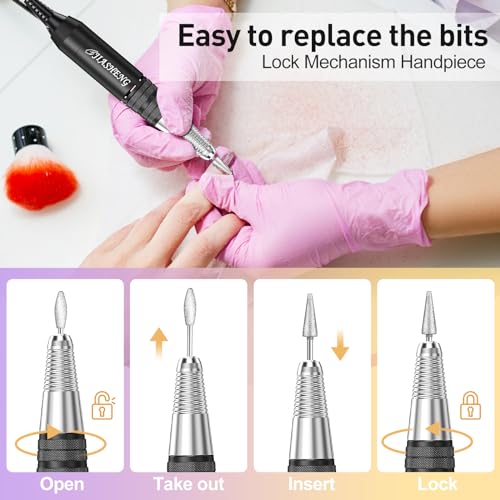 Jiasheng Professional Nail Drill, 30000rpm Nail Drill Machine for Nail Tech Supplies, Acrylic Electric Efile Drill for Polishing Shaping Removing Acrylic Nails Poly Nail Gels