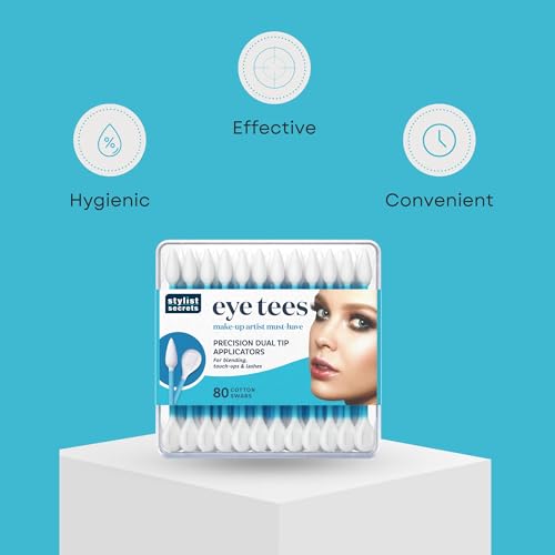 Cotton Swabs for Makeup & Precision Cleaning - Double-Sided Applicators, 80 Count (6 Pack)