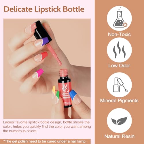 Gel Nail Polish Kit with UV Light - 45 Colors Manicure Set with Top & Base Coats