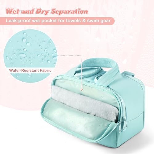 Travel Toiletry Bag: ?? Large Capacity, 4 Compartments, Wet/Dry Separation, Ultra-Soft Lightweight Fabric & Anti-Spill Design for Travel,Gym,Gift(11.8" L)? (Sea Salt Blue)