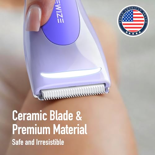 Bikini Trimmer for Women, Electric Shaver for Women | LED Light, IPX7 Waterproof, USB-C Rechargeable, Ceramic Blade | Electric Razors for Women, Pubic Hair Trimmer Women (Violet Haze)