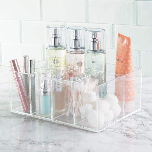 iDesign 5-Section Divided Makeup Organizer for Bathroom Vanity or Countertop - Set of 2 - Clear