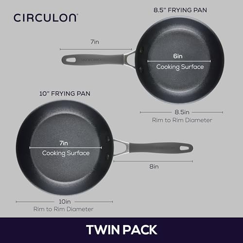 Circulon A1 Series 2-Piece Frying Pan Set with Skillet (8.5" & 10"), Graphite