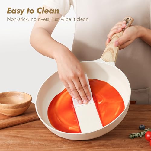 SENSARTE Granite Ceramic Non-Stick Cookware Set - White, 14 Pieces, Induction Compatible