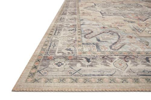 Hathaway Multi Ivory Area Rug 7'6" x 9'6" - Vintage Modern Design, Low Profile