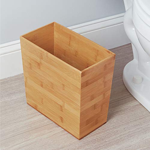 iDesign Rectangular Bamboo Waste Basket - Pack of 1, 10.5 x 5.75 x 10 Inches, Natural Wood Finish