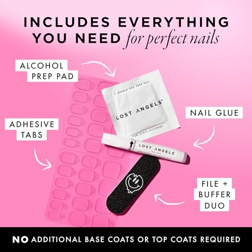 Good Girl Gothic Pink Nail Art Kit with 3D Cross & Heart Charms, Rhinestones, Press On Nails