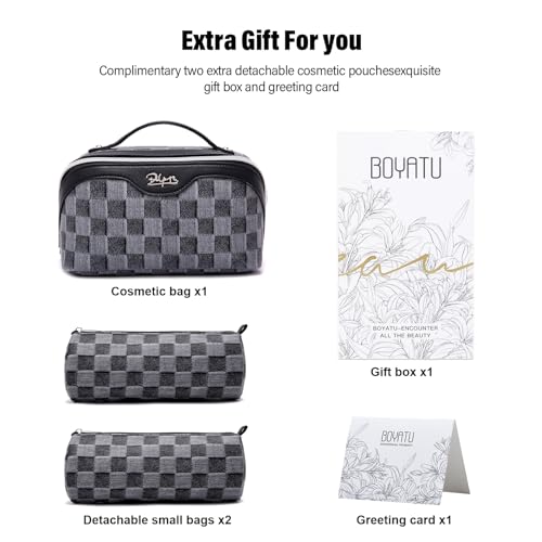 Travel Makeup Bag Cosmetic Organizer Set - Black D-2 - 3 Pieces