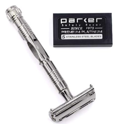 Long Handle Butterfly Safety Razor - Nickel Heavyweight Shaver