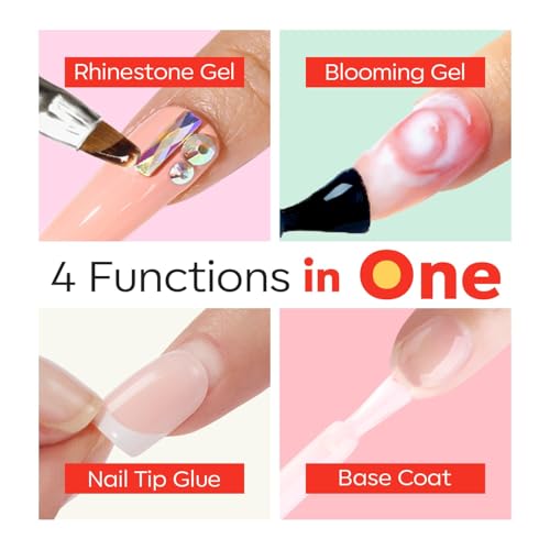 modelones Nail Glue for Press Ons, Clear Tips, Acrylic Nails, Need U V Light Cured, 15ML