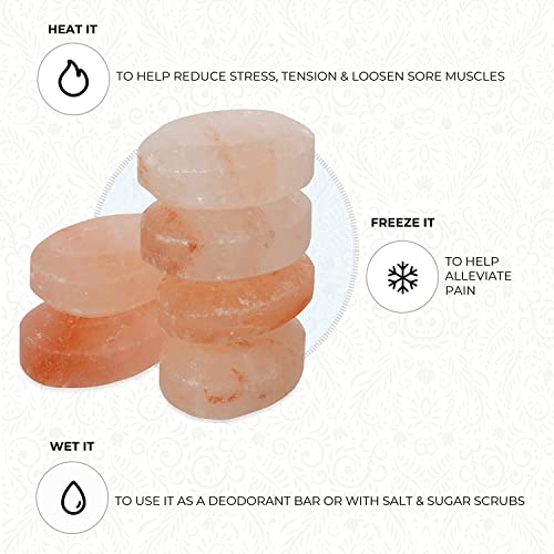 Pink Himalayan Salt Massage Stones Pack of 6 - Hand-Carved Spa Therapy Tools