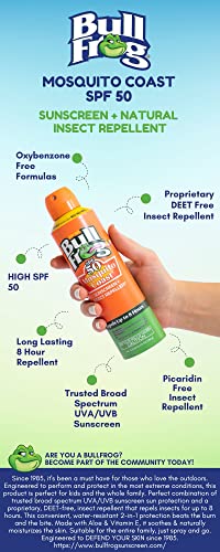 Bullfrog Mosquito Coast Sunscreen SPF50 + Insect Repellent 5.5oz Spray 2 Pack - Continuous Spray