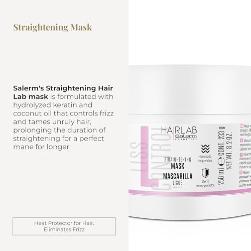 SALERM - Smoothing Hair Mask - Lisos Hair Lab - 250 ml - Perfect Smoothing for Unruly Hair - With Hydrolyzed Keratin and Coconut Oil - Heat Protector for Hair - Eliminates Frizz