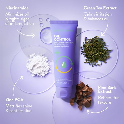 Peach Slices - Oil Control Balancing Cleanser (4.05 oz) - Deep Cleanse, Absorb Oil - Refreshed & Refined Skin - Niacinamide, Zinc, Pine Bark, Green Tea - Vegan, Cruelty Free, Korean Skin Care & Beauty
