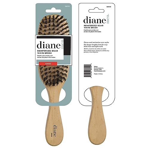 Diane Reinforced Boar Bristle Wave Brush for Men and Barbers ? Hard Bristles for Thick to Coarse Hair ? Use for Detangling, Smoothing, Wave Styles, Restore Shine and Texture