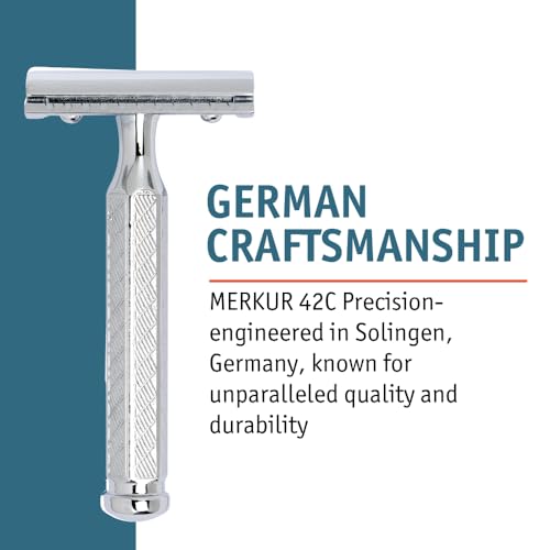 Safety Razor 42C Double Edge Shaver with Hex Handle, German Craftsmanship