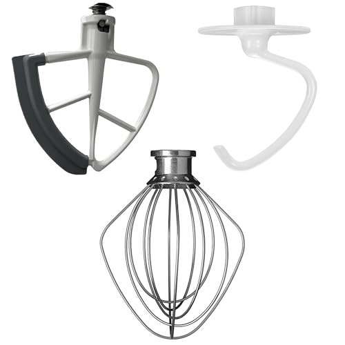 Bright Replacement Glass Mixer Bowl with Lid & Attachments Set for KitchenAid 4.5-5 Qt