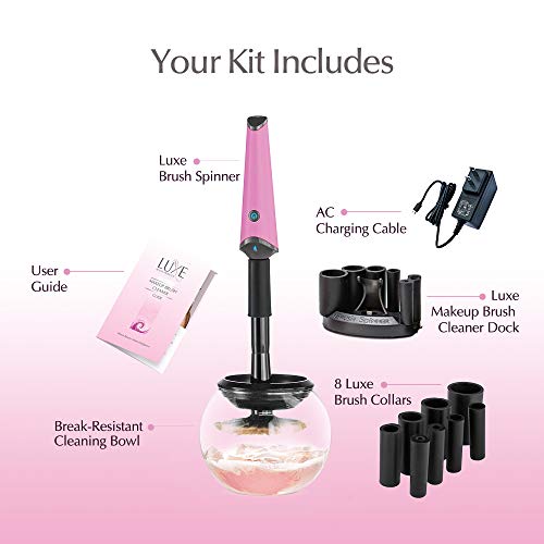 Luxe Electric Makeup Brush Cleaner Pink - 1 Count, USB Charging, 3 Speeds